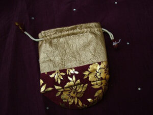 Big Red And Gold Flower Pouch