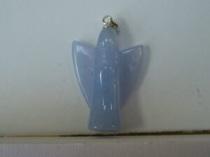 Blue Chalcedony Angel Pendant (sterling silver loop)