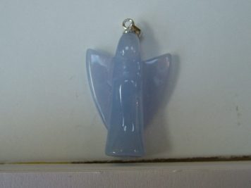 Blue Chalcedony Angel Pendant (sterling silver loop)