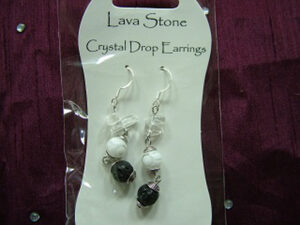 Lava Stone Crystal Drop Earrings