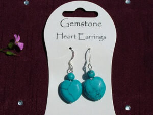 Turquoise Gemstone Heart Earrings