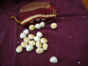 White Jasper Rune Set including Pouch and guide to using Runes