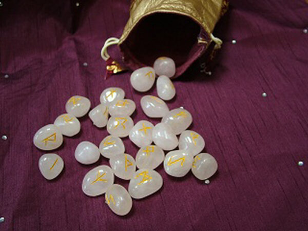 Rose Quartz Rune Set including Pouch and guide to using Runes - Image 3