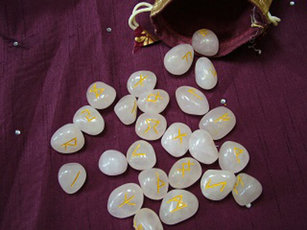Rose Quartz Rune Set including Pouch and guide to using Runes - Image 4