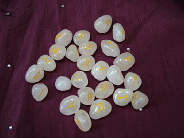 Rose Quartz Rune Set including Pouch and guide to using Runes - Image 5